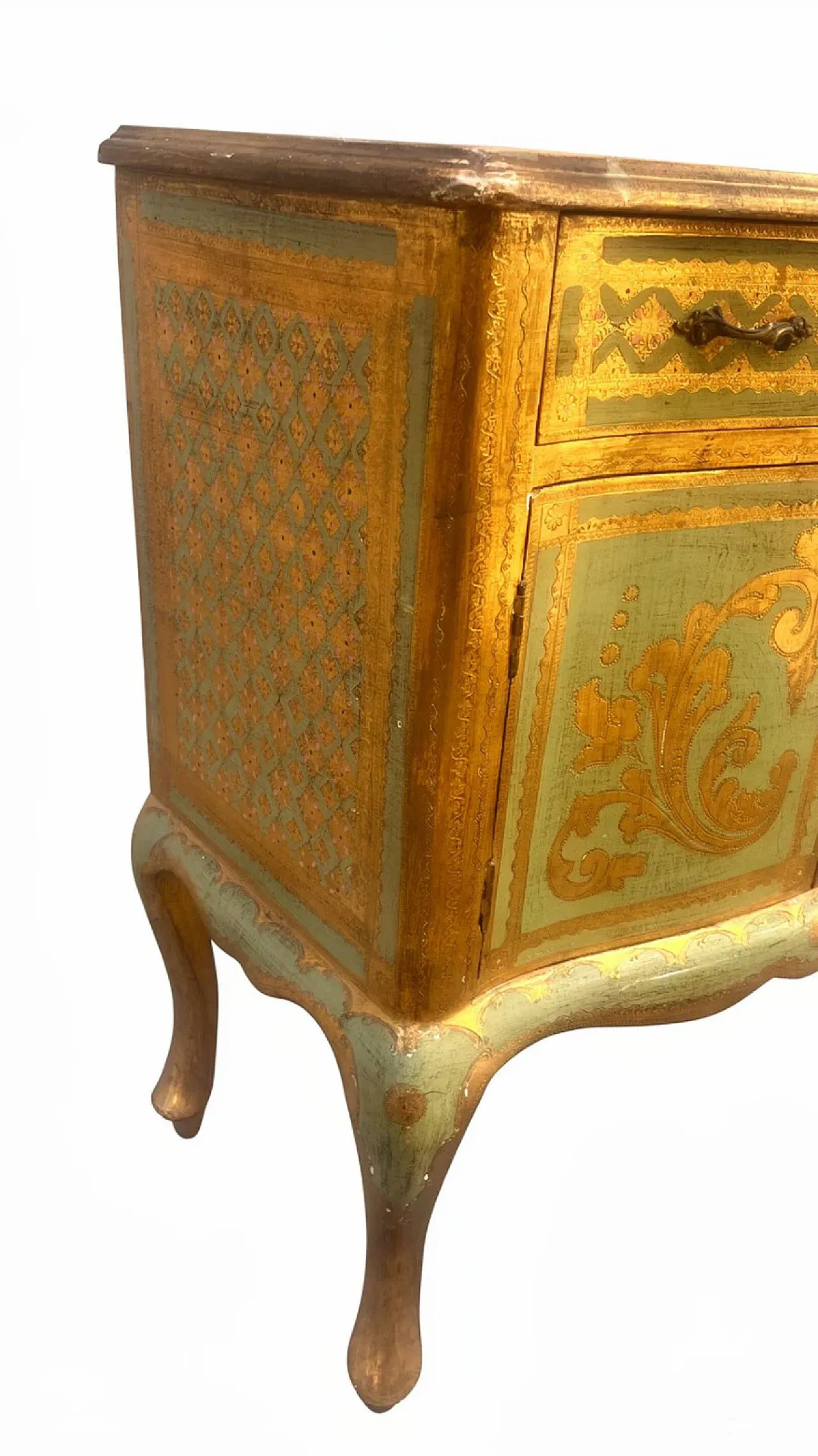 Venetian gold and green cabinet, 20th century 2