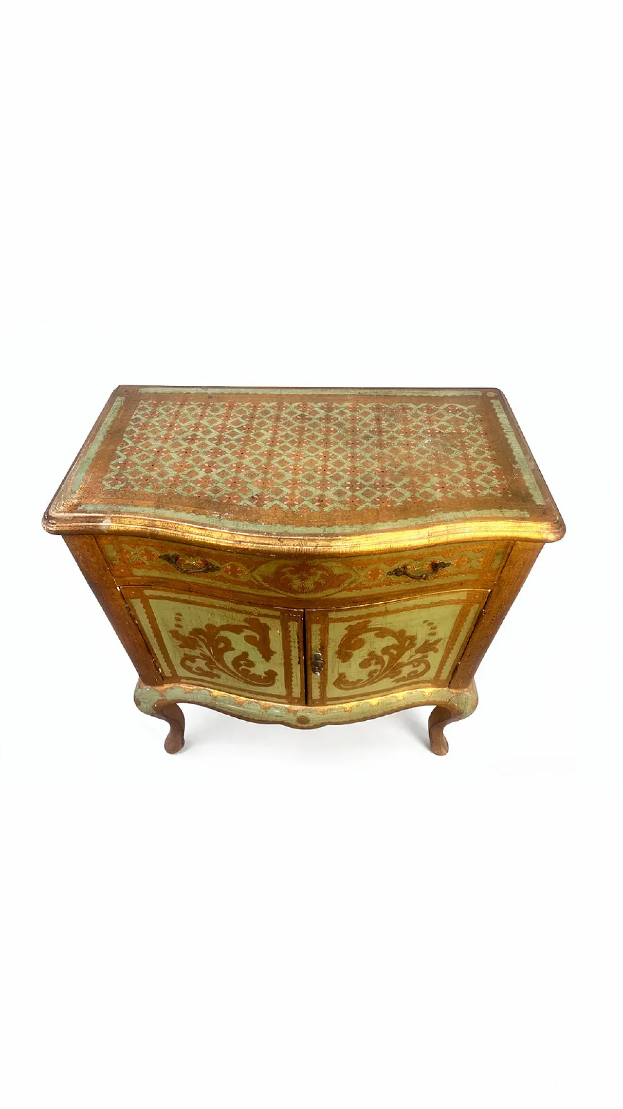 Venetian gold and green cabinet, 20th century 3