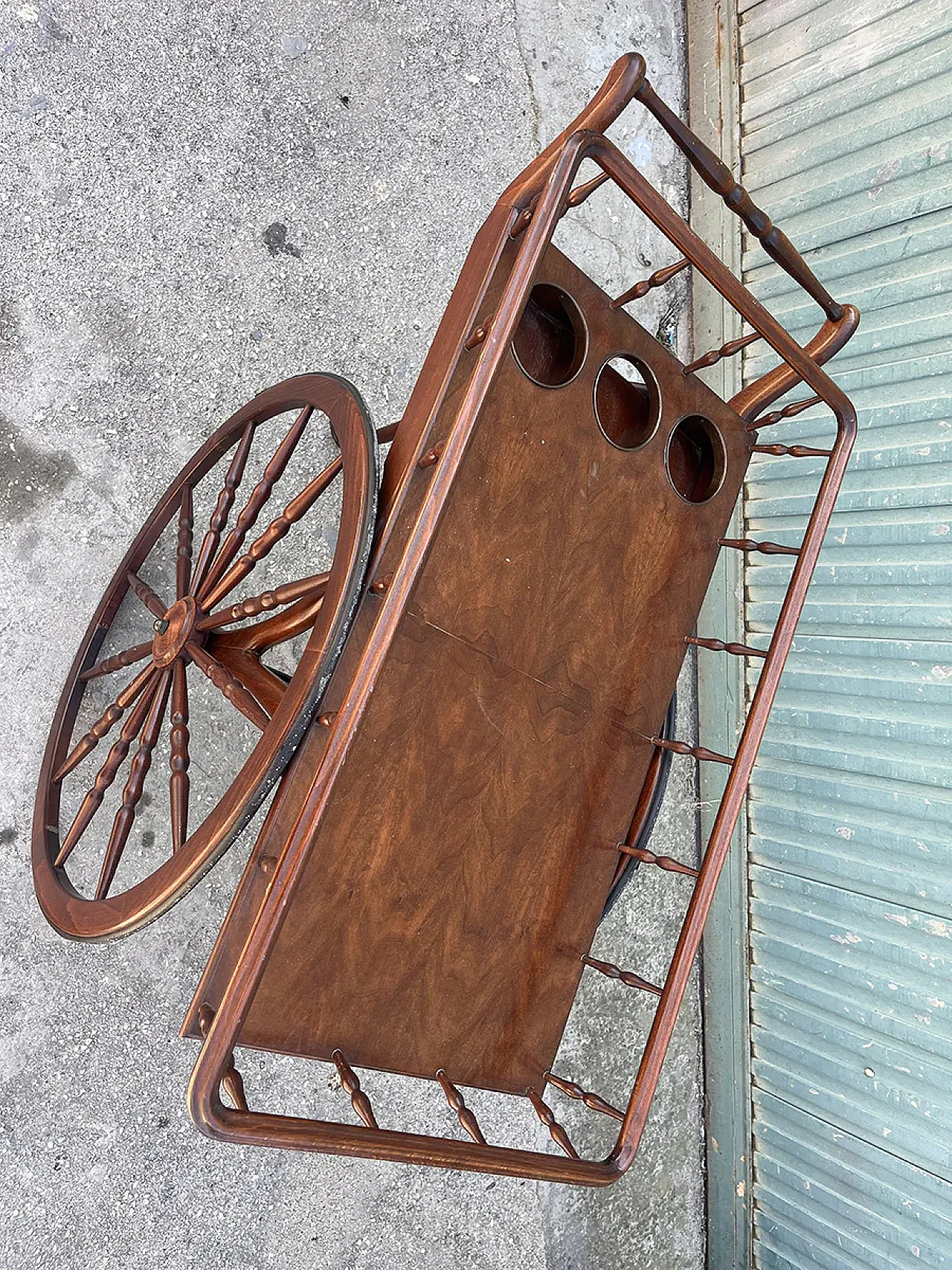 Wooden bar trolley, mid-20th century 3