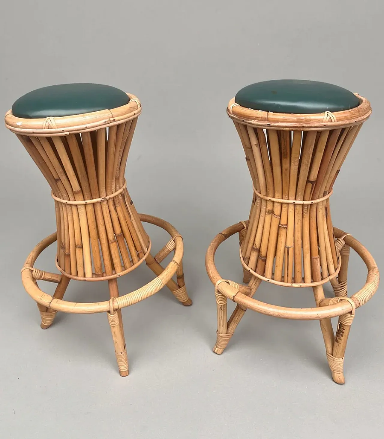 Pair of bamboo bar stools, 1970s 1