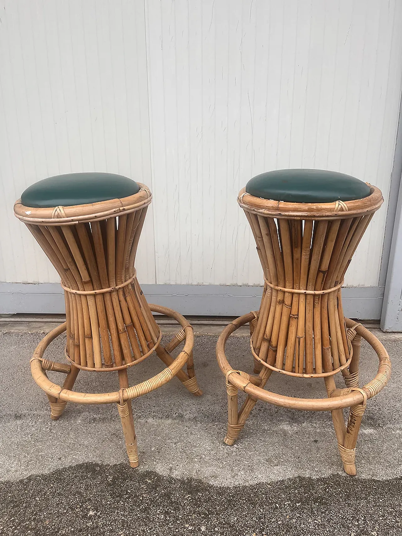 Pair of bamboo bar stools, 1970s 2