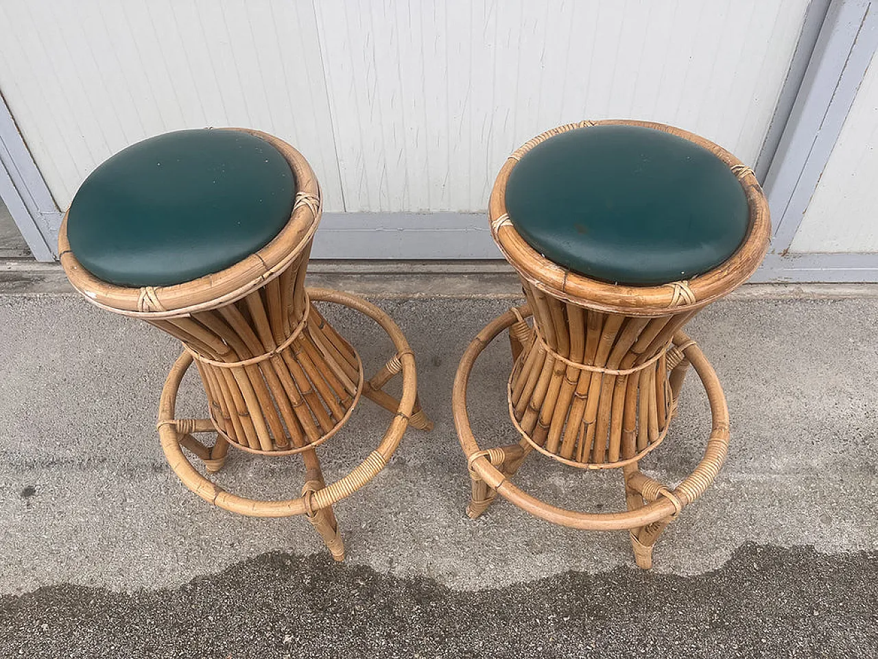 Pair of bamboo bar stools, 1970s 4