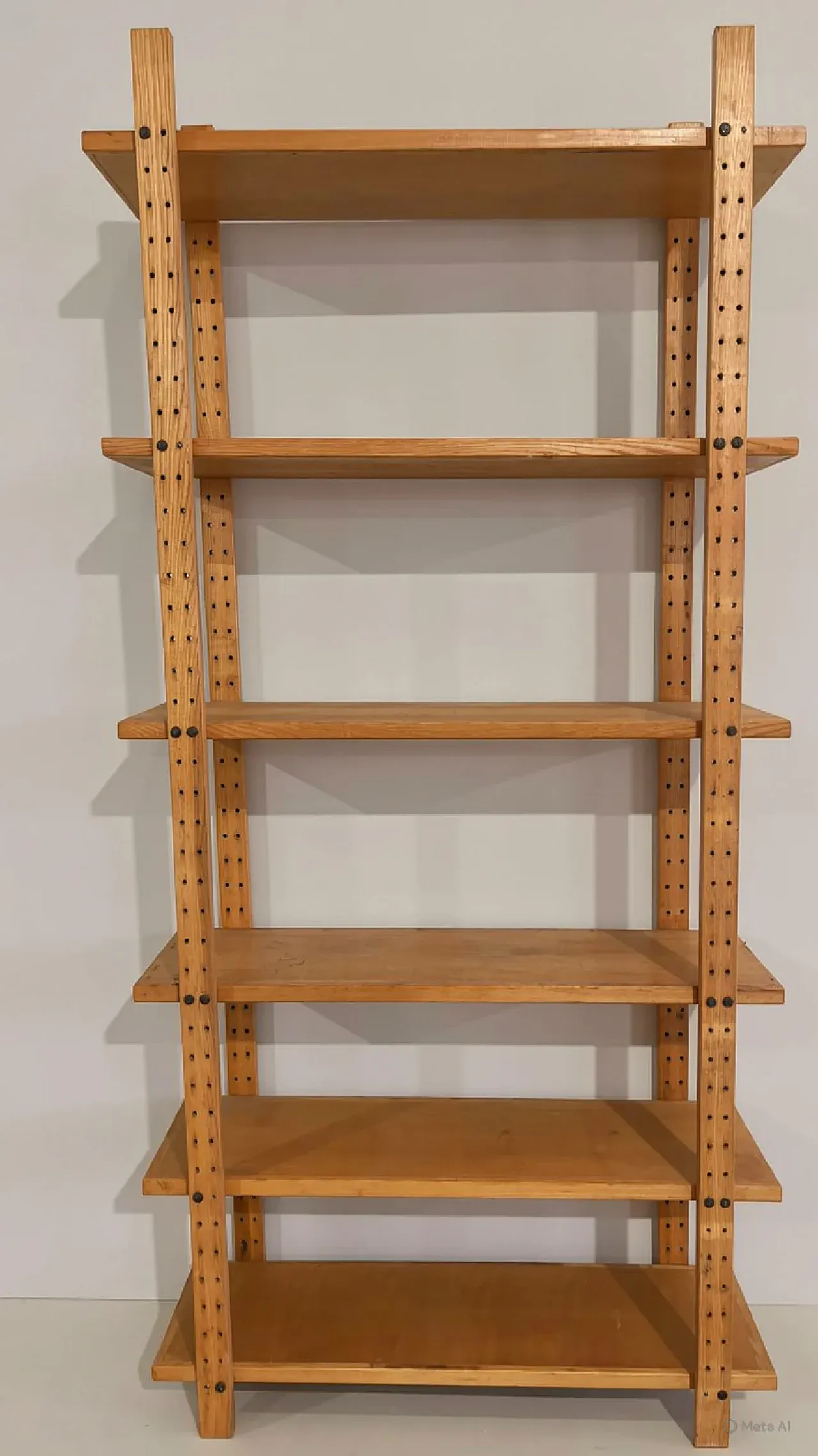 Natural solid wood bookcase, 1970s 4