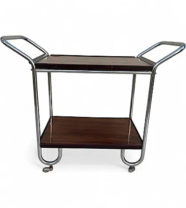 Steel and wooden food cart, mid-20th century