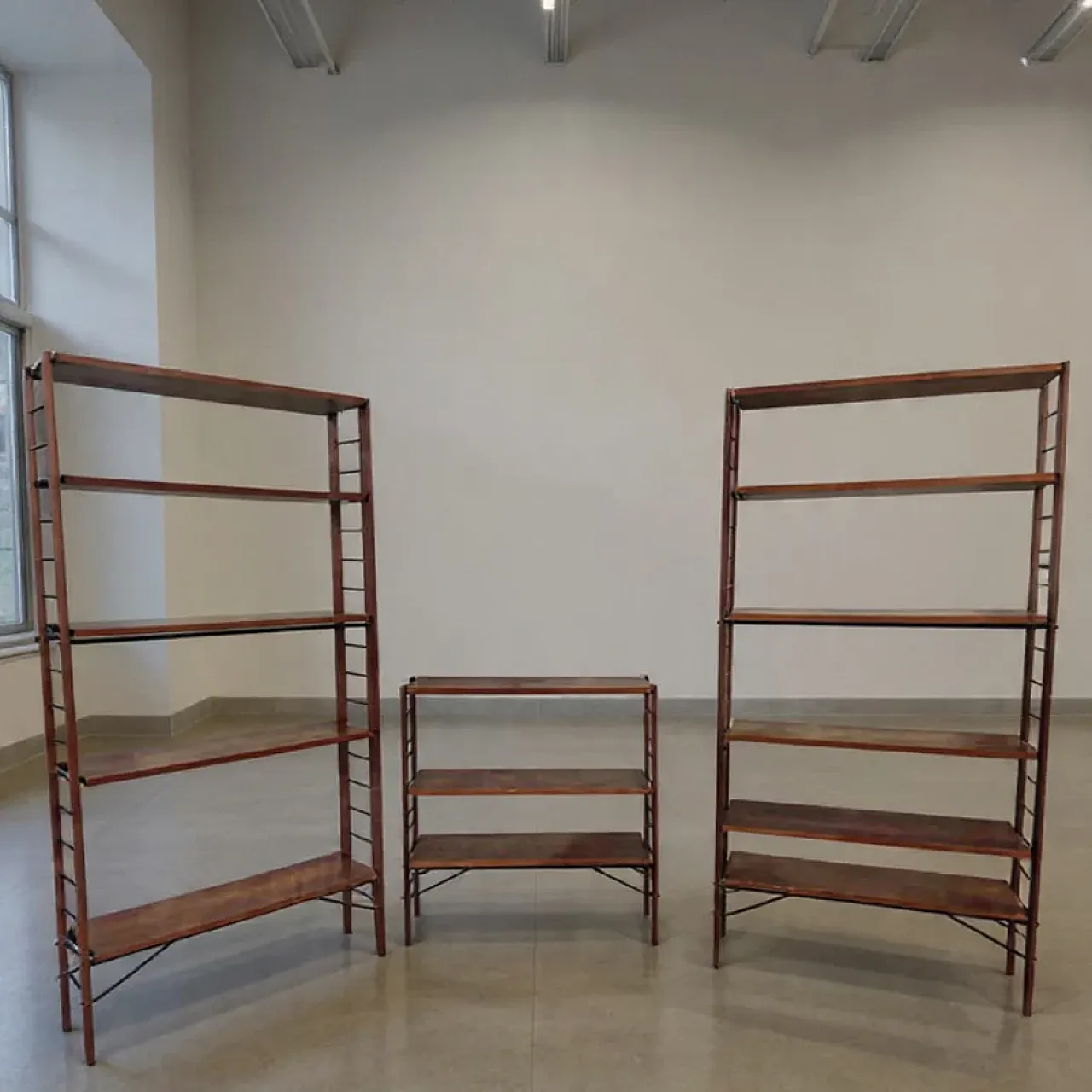 Swedish wooden bookcase triptych, 1950s 1