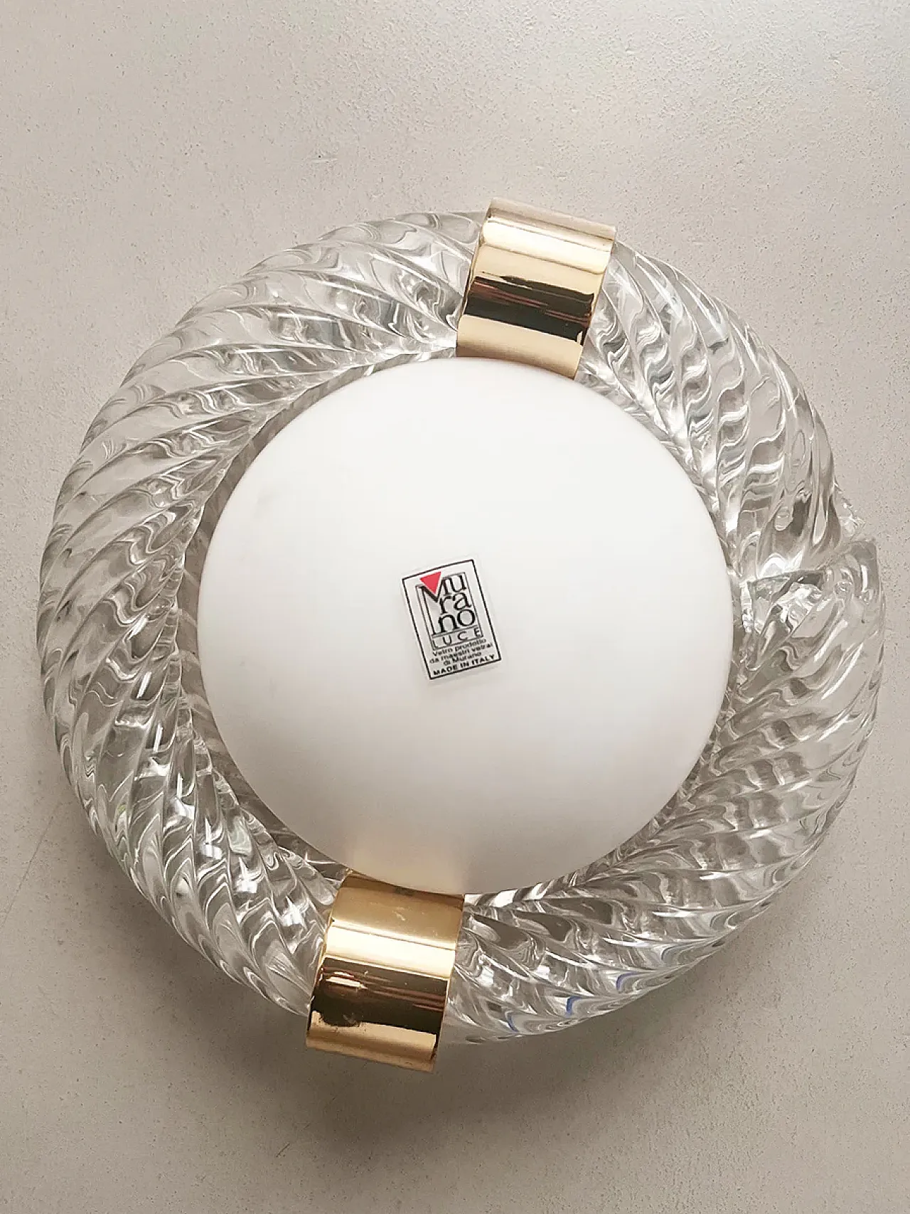 Sconce by Barovier & Toso in crystal, brass and frosted glass, 1950s 1