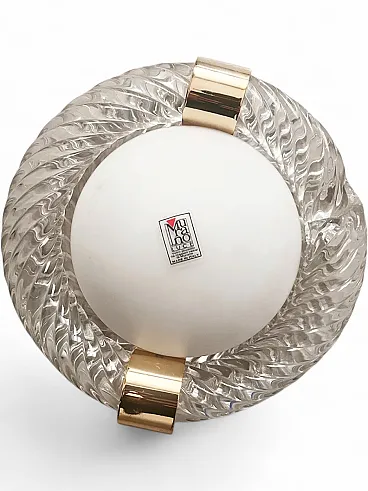 Sconce by Barovier & Toso in crystal, brass and frosted glass, 1950s