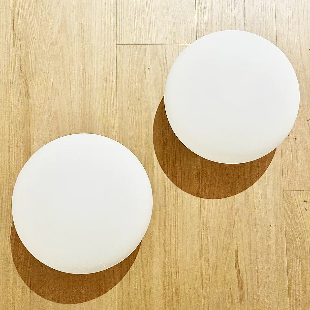 Pair of frosted glass cups for Lelli pendant lamps, 20th century 1