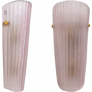 Pair of Murano glass and brass wall sconces, 20th century