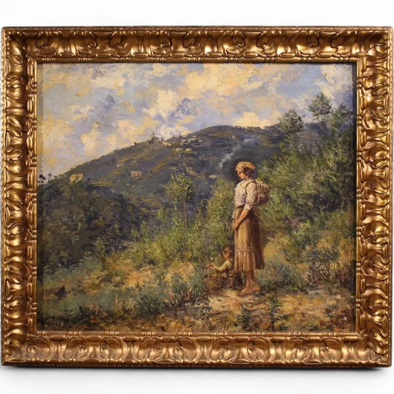 Multedo Oldoino, landscape painting with figure signed and dated 1914 17