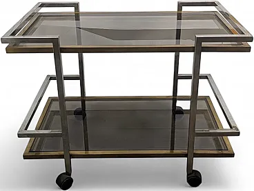 Vintage bar trolley in golden metal, 1970s/80s