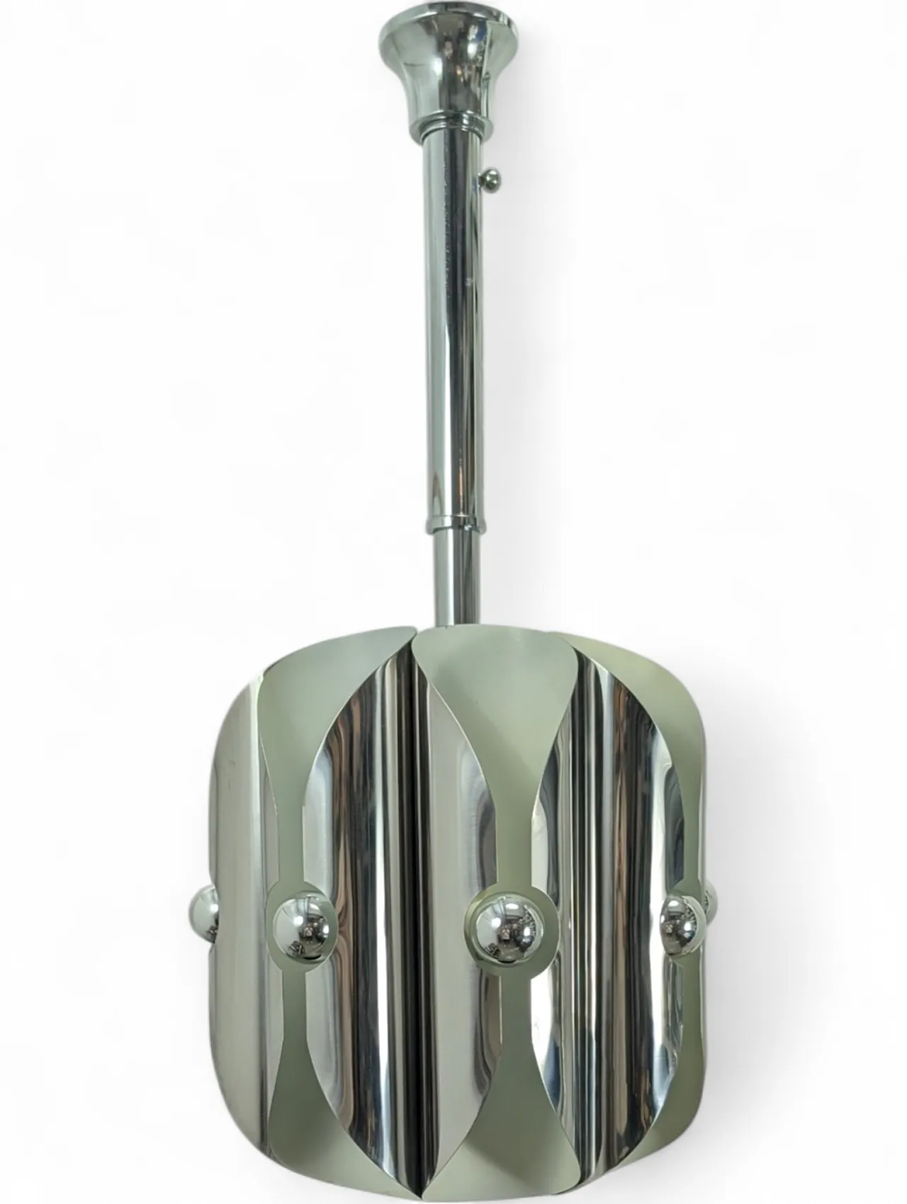Chromed steel pendant lamp with 8 lights, 1970s 8