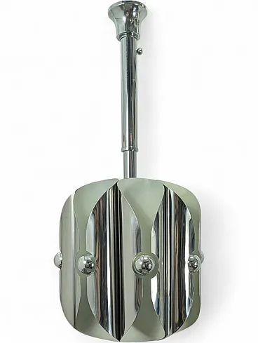 Chromed steel pendant lamp with 8 lights, 1970s