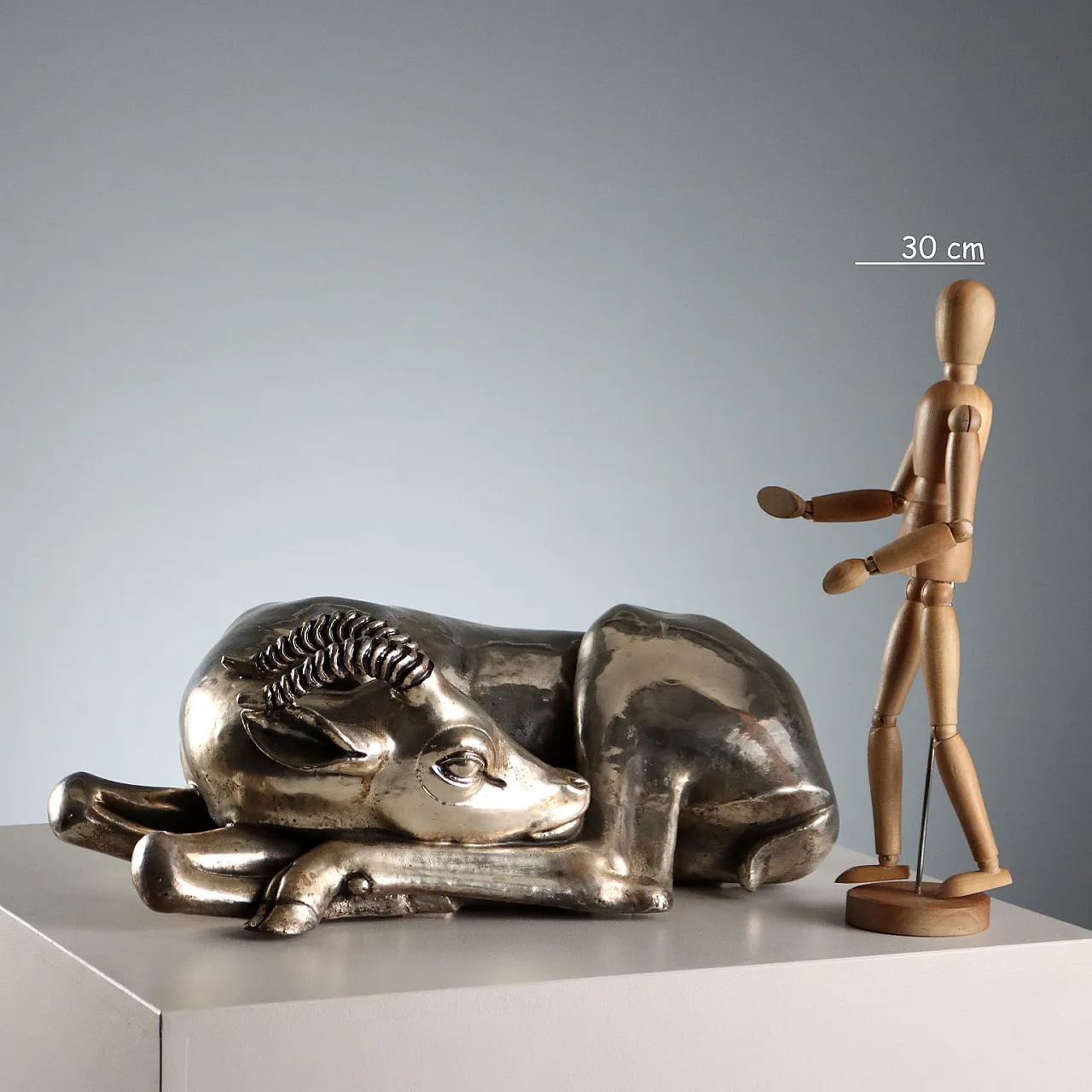 925 silver plated antelope sculpture F.lli Raddi Florence,20th century 2
