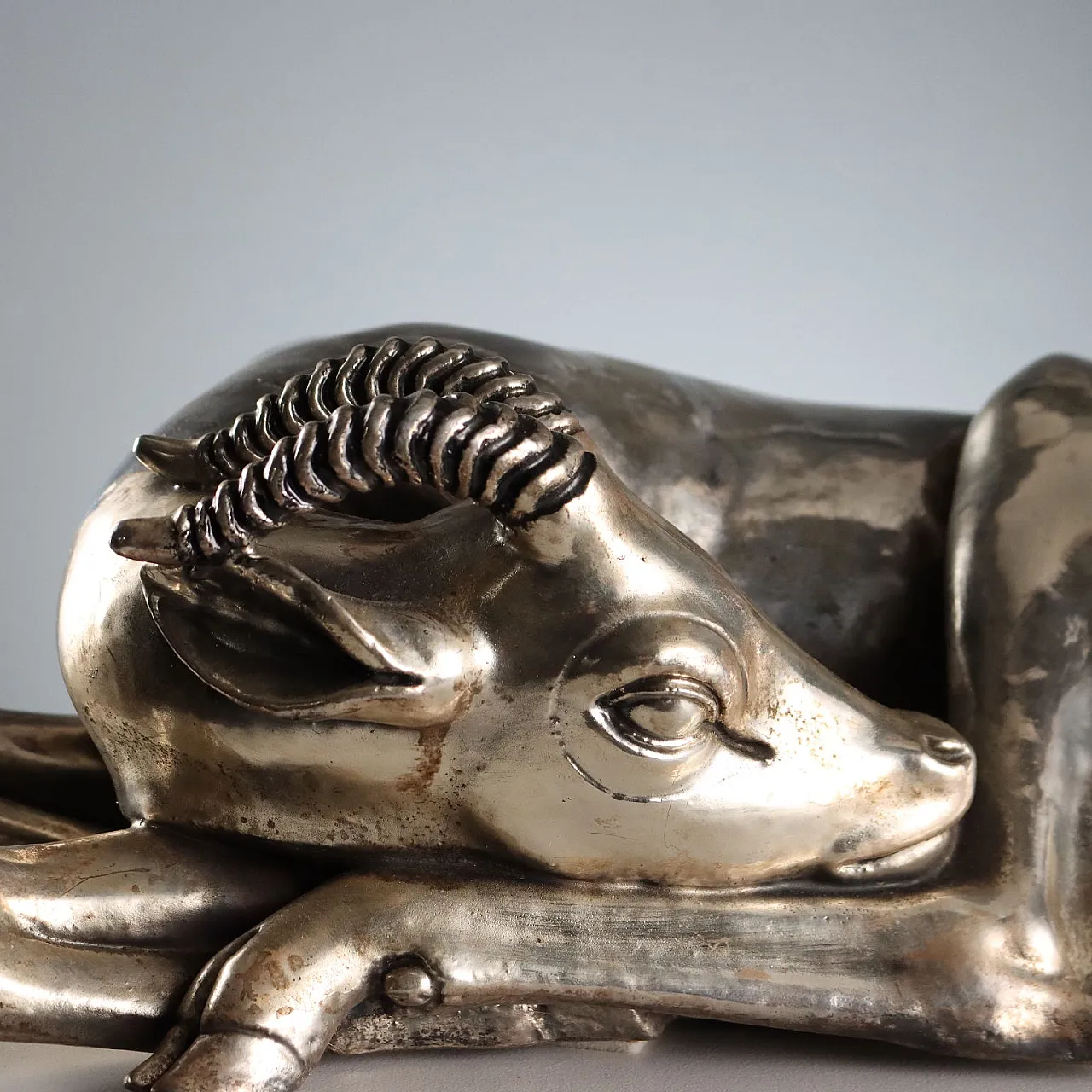925 silver plated antelope sculpture F.lli Raddi Florence,20th century 3