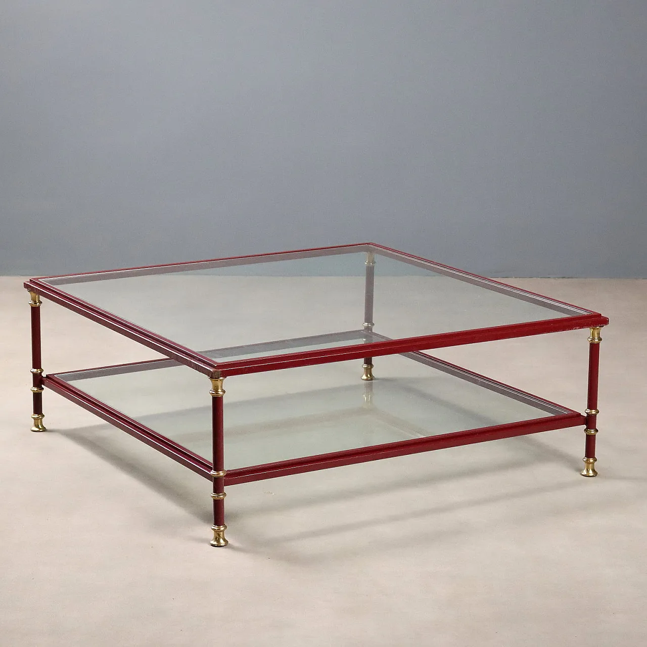 Center table in metal and glass, 20th century 1