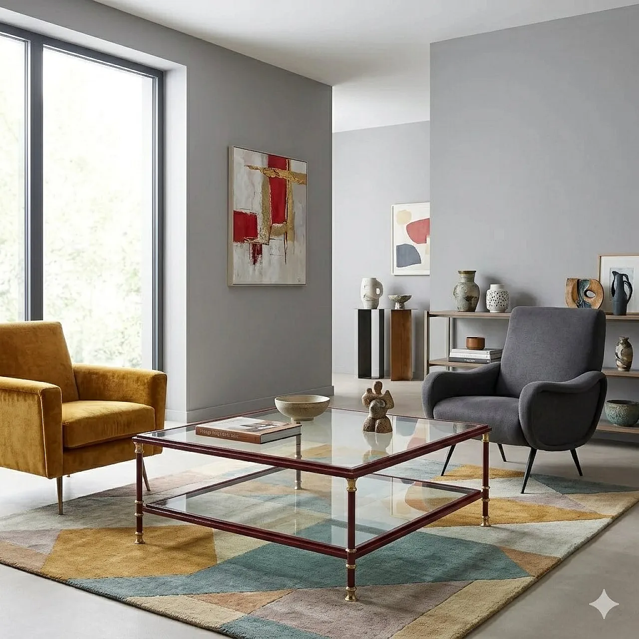 Center table in metal and glass, 20th century 2