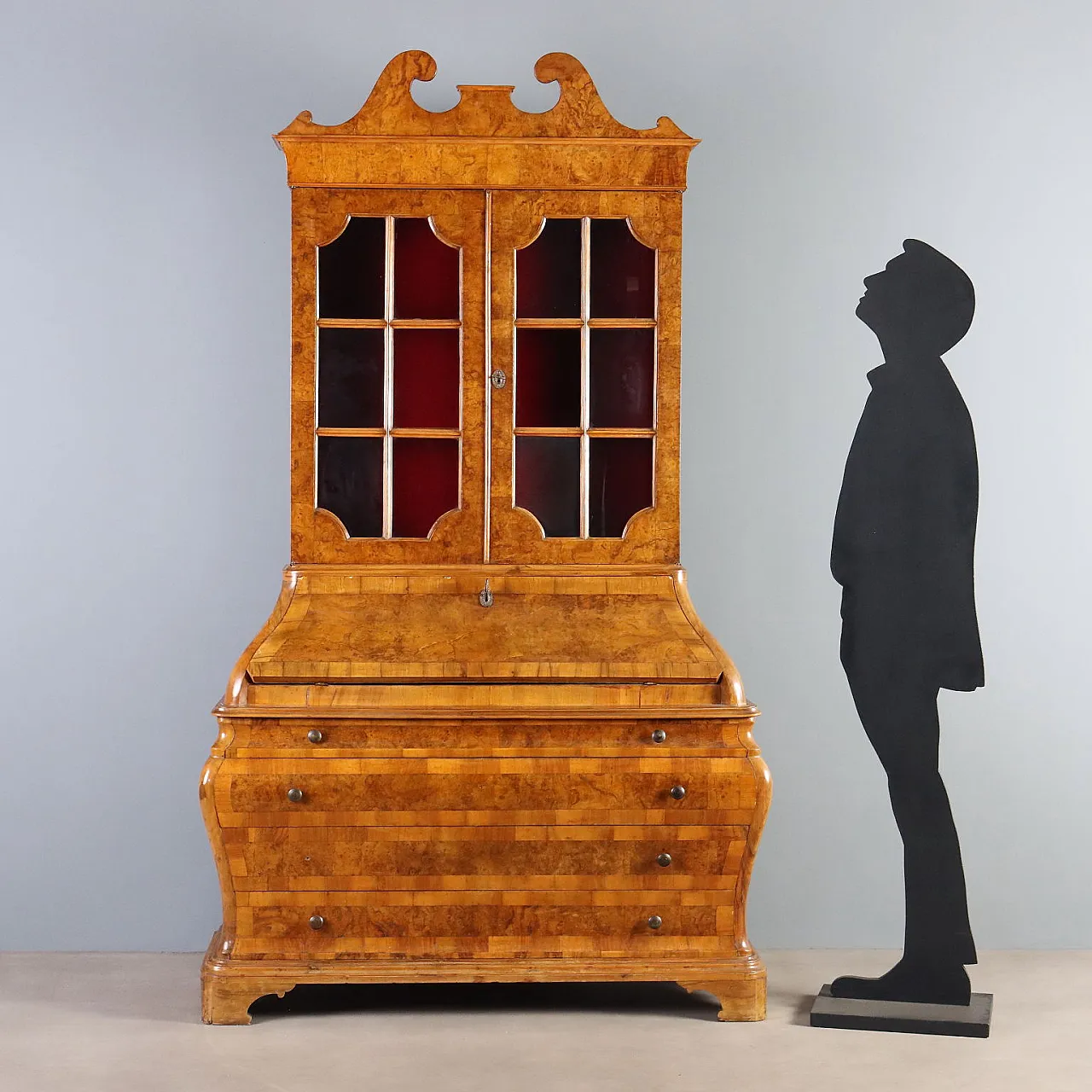 Trumeau in walnut and walnut burl, 20th century 3