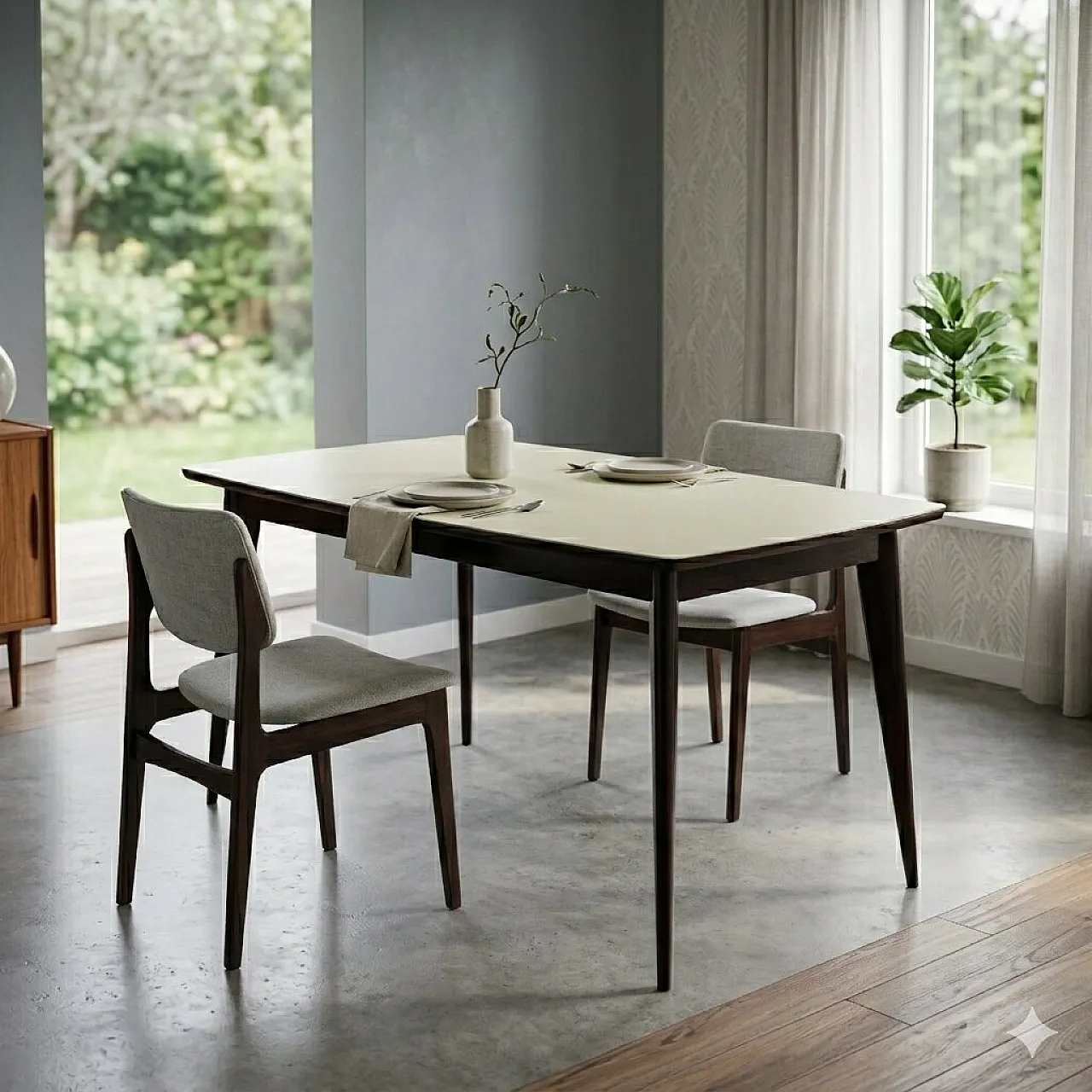 Table in wood and glass, mid-20th century 2