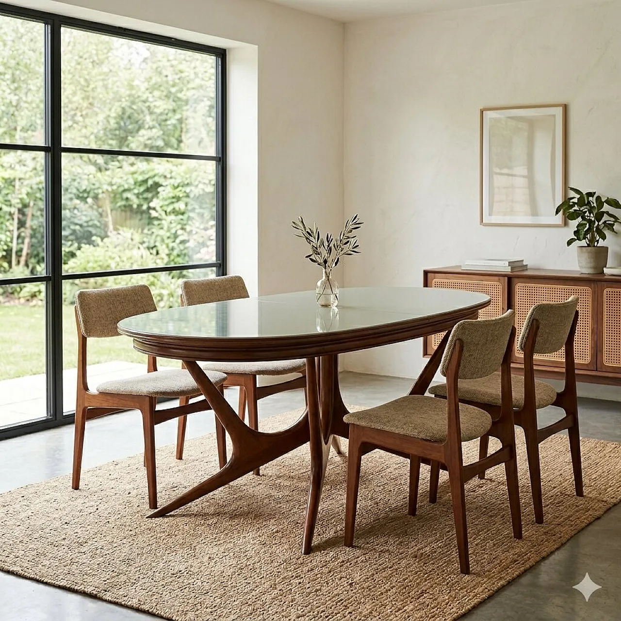 Table in wood and glass, 1950s 2