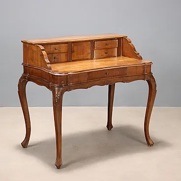 Baroque style writing desk in walnut, 20th century