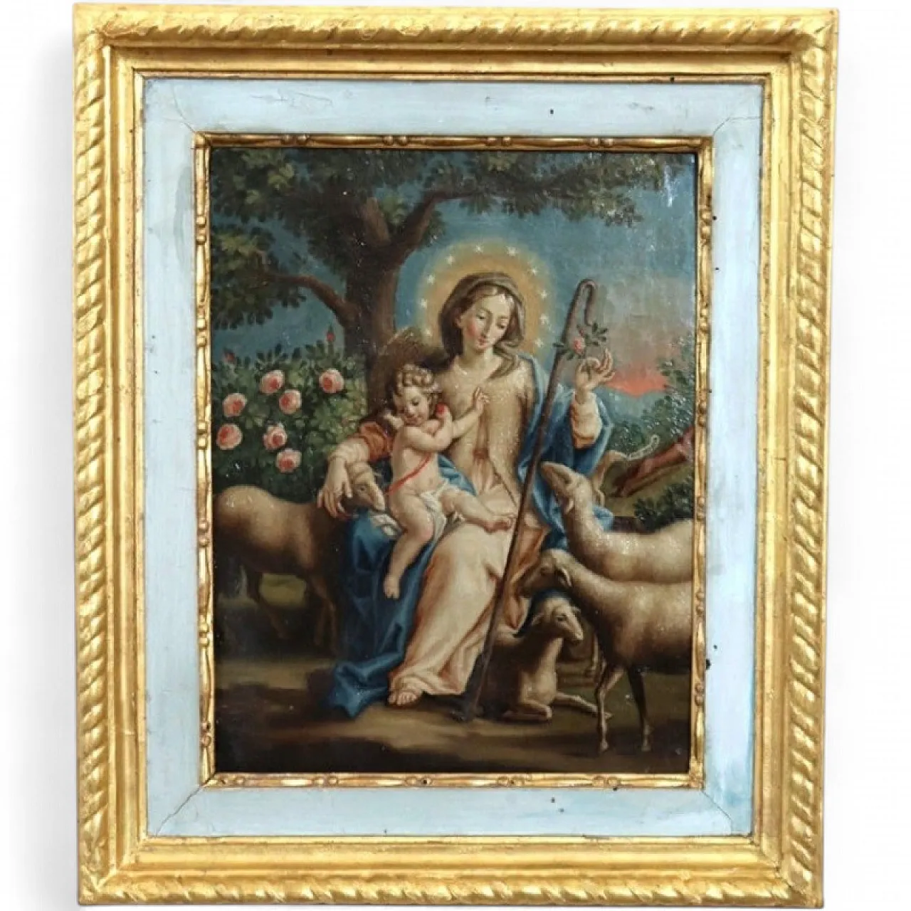 Dipinto religioso olio su tela, al retro firma Raphael Fogliardi 1795 16