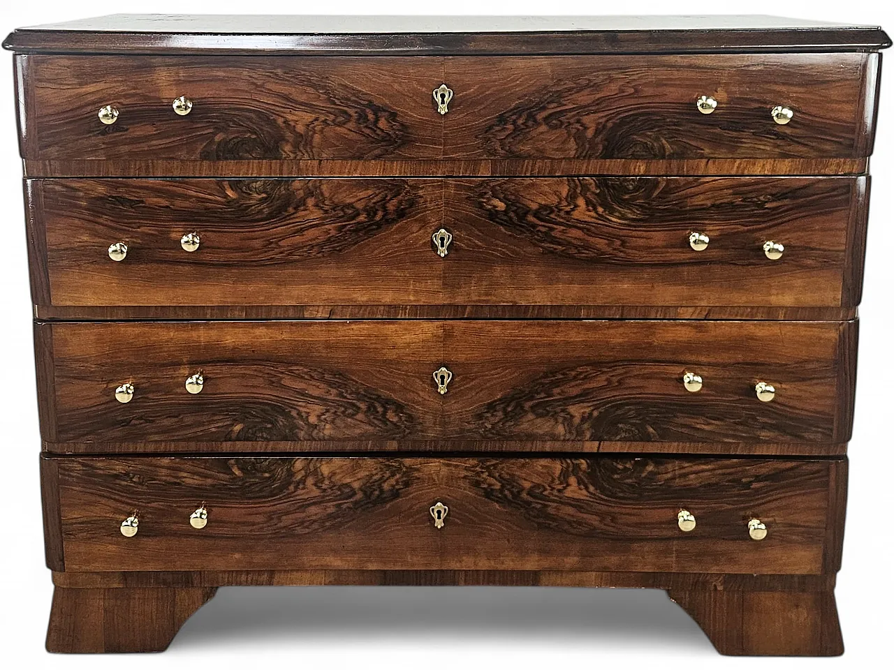 Comò Art Decò in piuma di noce e ottone 20