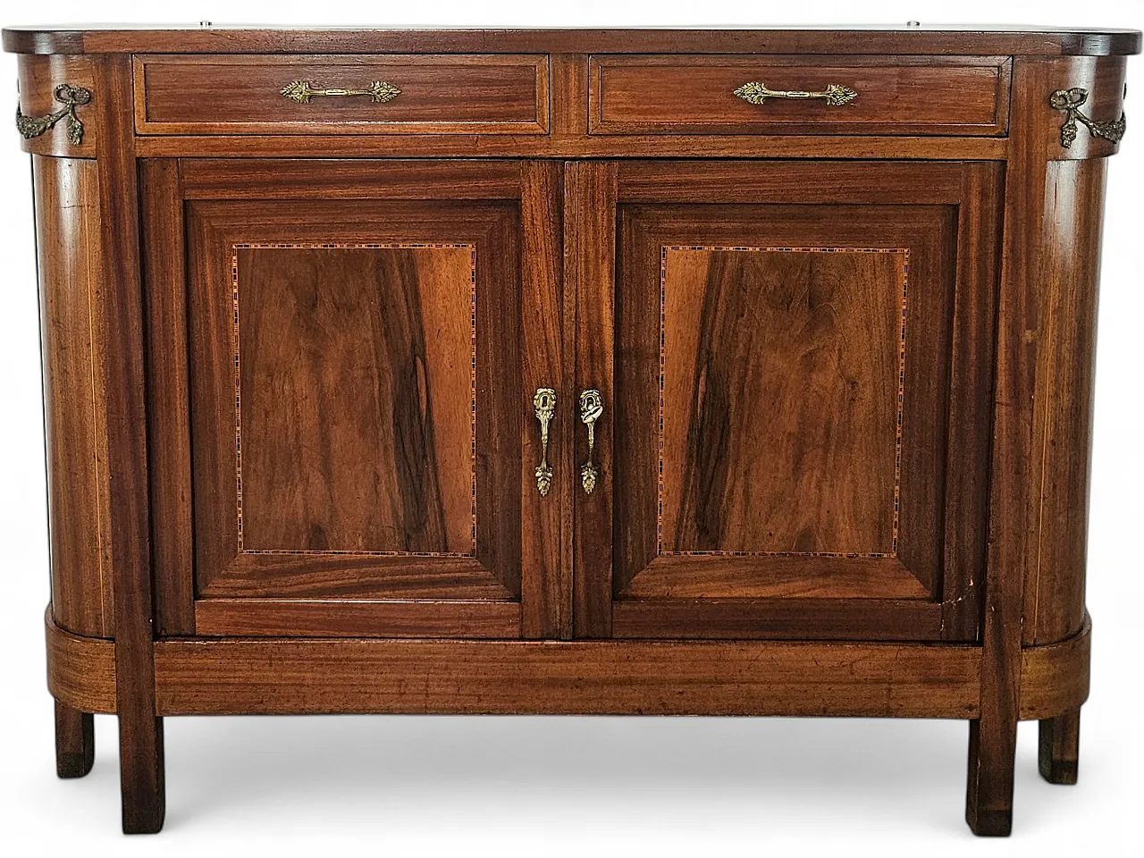 Credenza Liberty inizio '900 con decorazioni in ottone 44