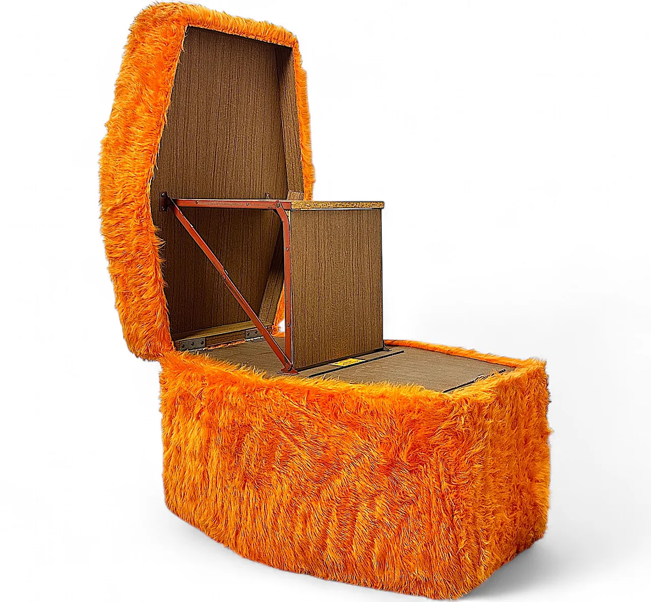 Pouf Sgabello  Multifunzionale arancione, anni '70 13