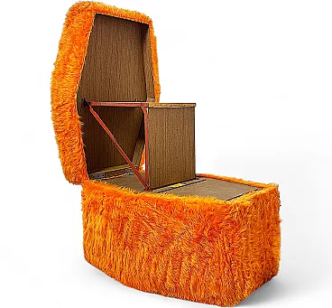 Pouf Sgabello  Multifunzionale arancione, anni '70