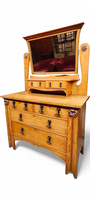 Chest of drawers with mirror and in ash wood from the early 1900s