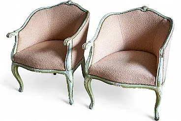 Pair of Louis XV style bedroom armchairs, 50s