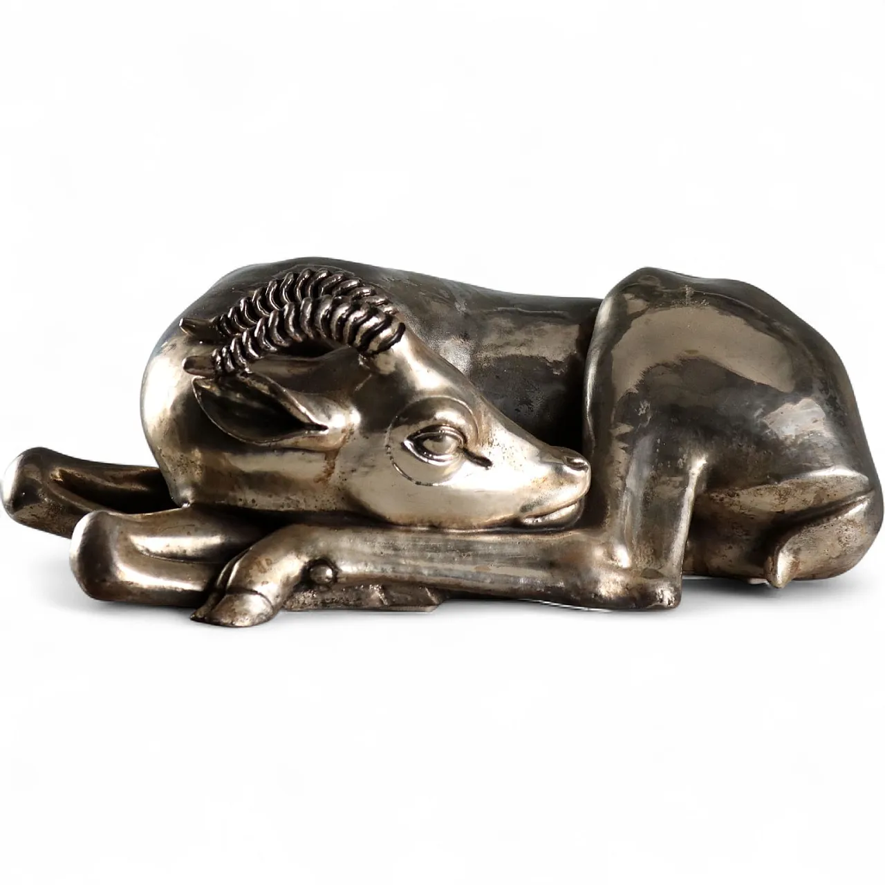 925 silver plated antelope sculpture F.lli Raddi Florence,20th century 9
