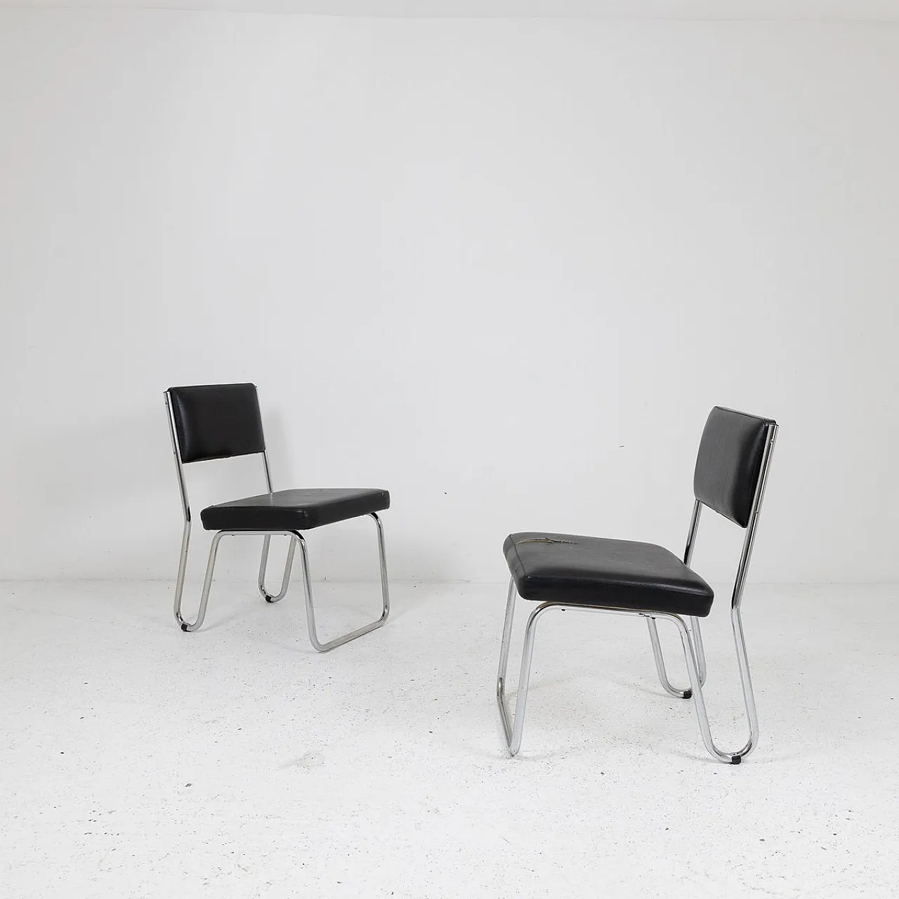 Pair of rationalist armchairs, 1950s 1