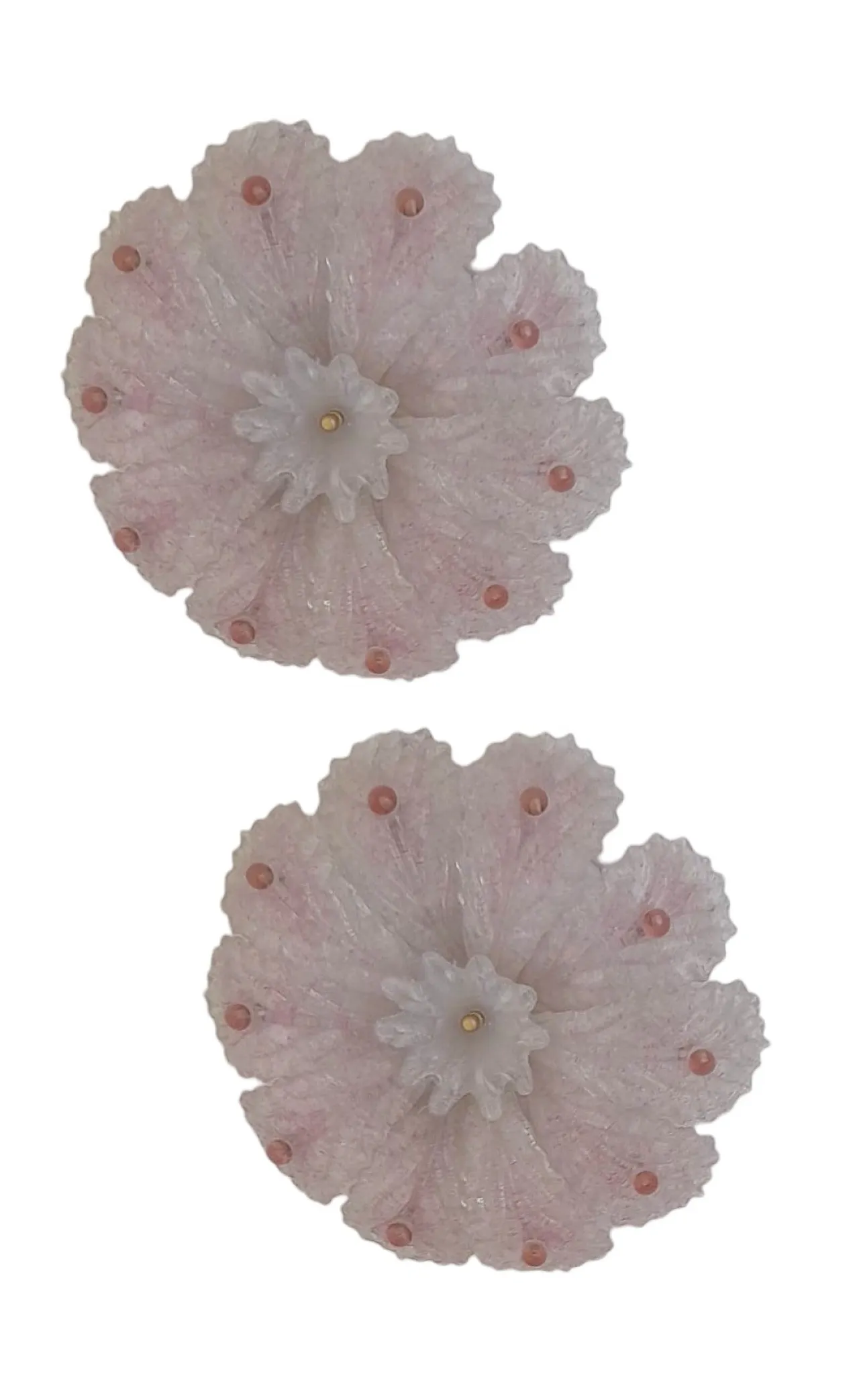 Pair of pink Murano glass ceiling lights by Sylcom, 1990s 2