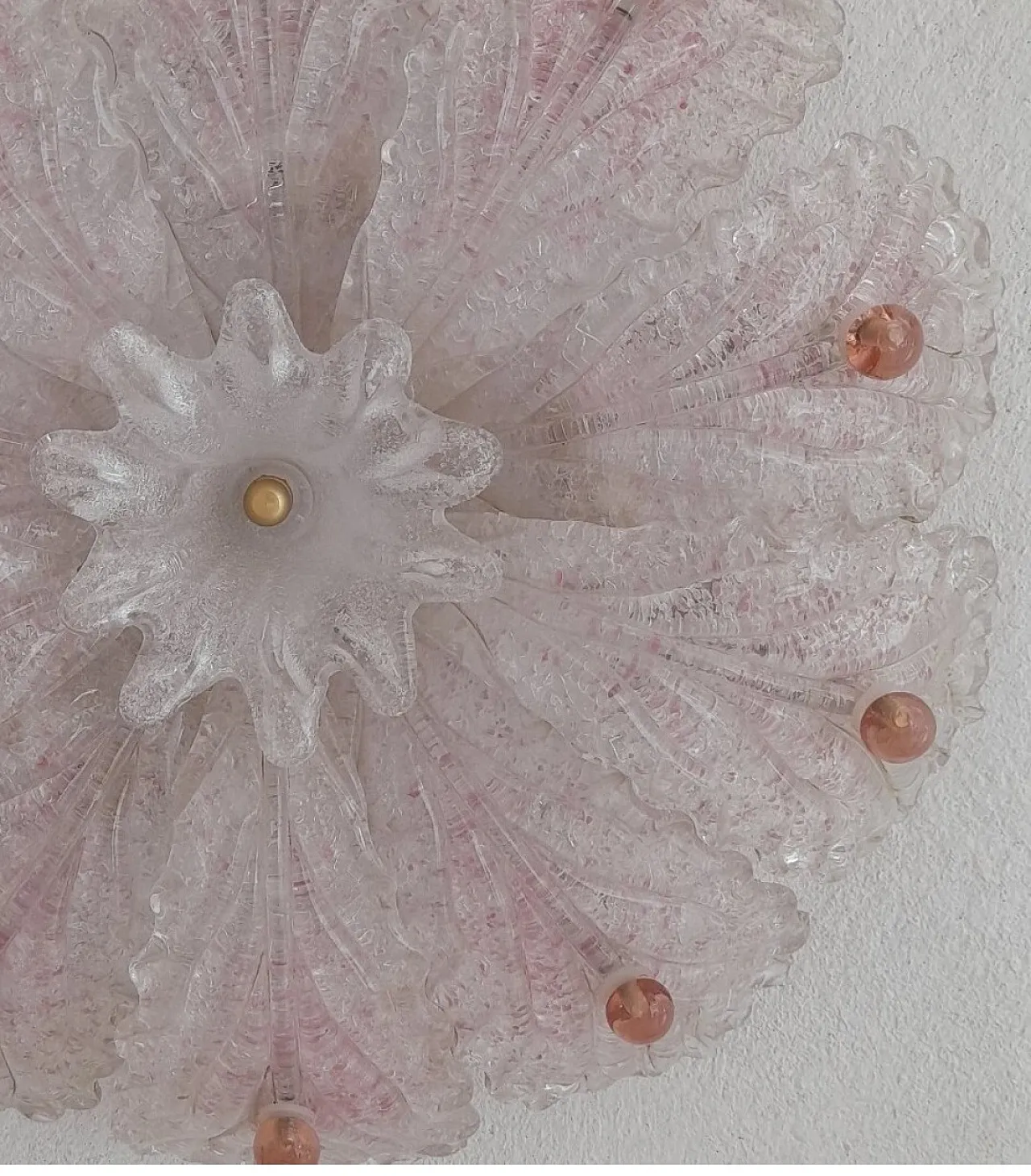 Pair of pink Murano glass ceiling lights by Sylcom, 1990s 4