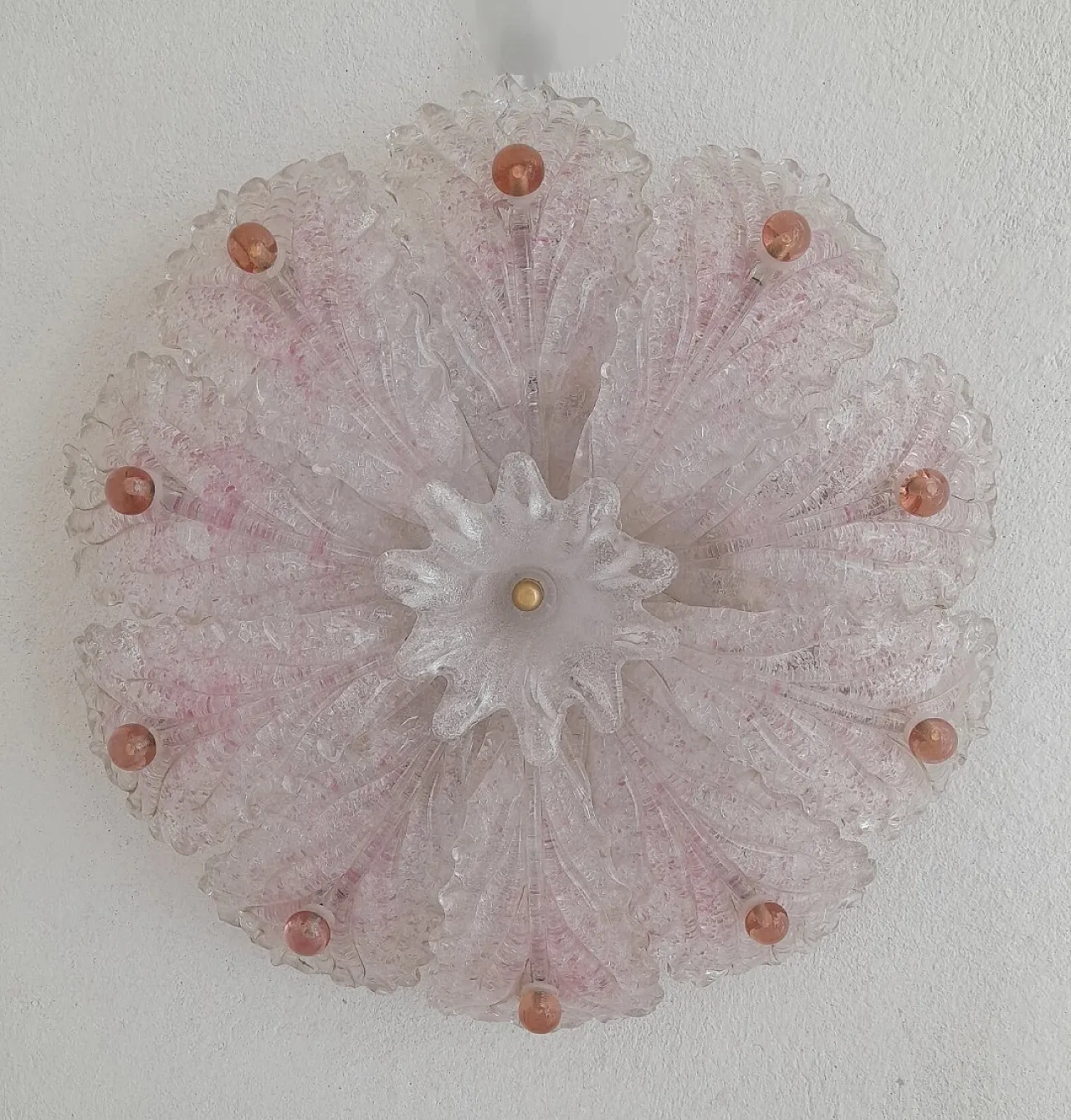 Pair of pink Murano glass ceiling lights by Sylcom, 1990s 5