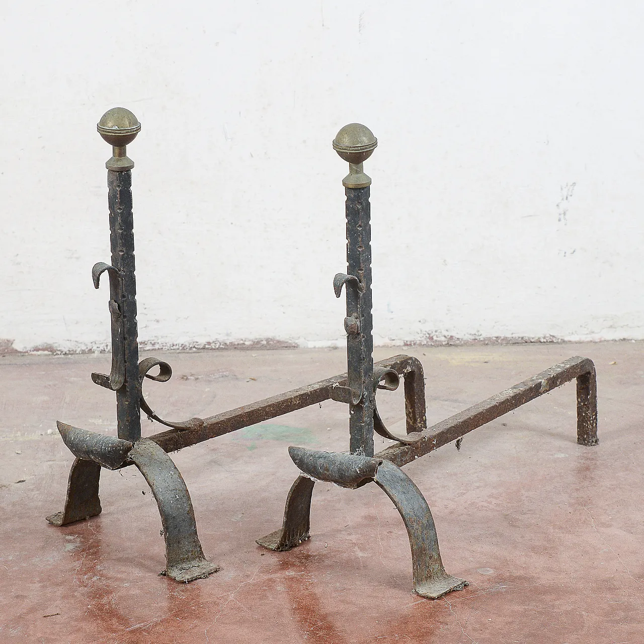 Coppia di alari da camino in ferro, '900 3