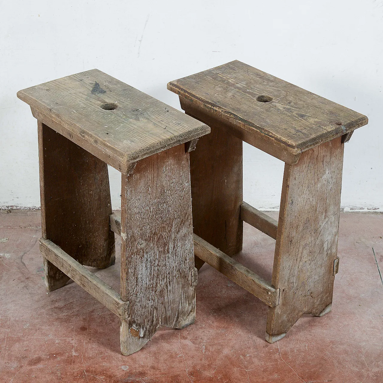 Coppia di sgabelli da laboratorio artigiano industriale, '900 5
