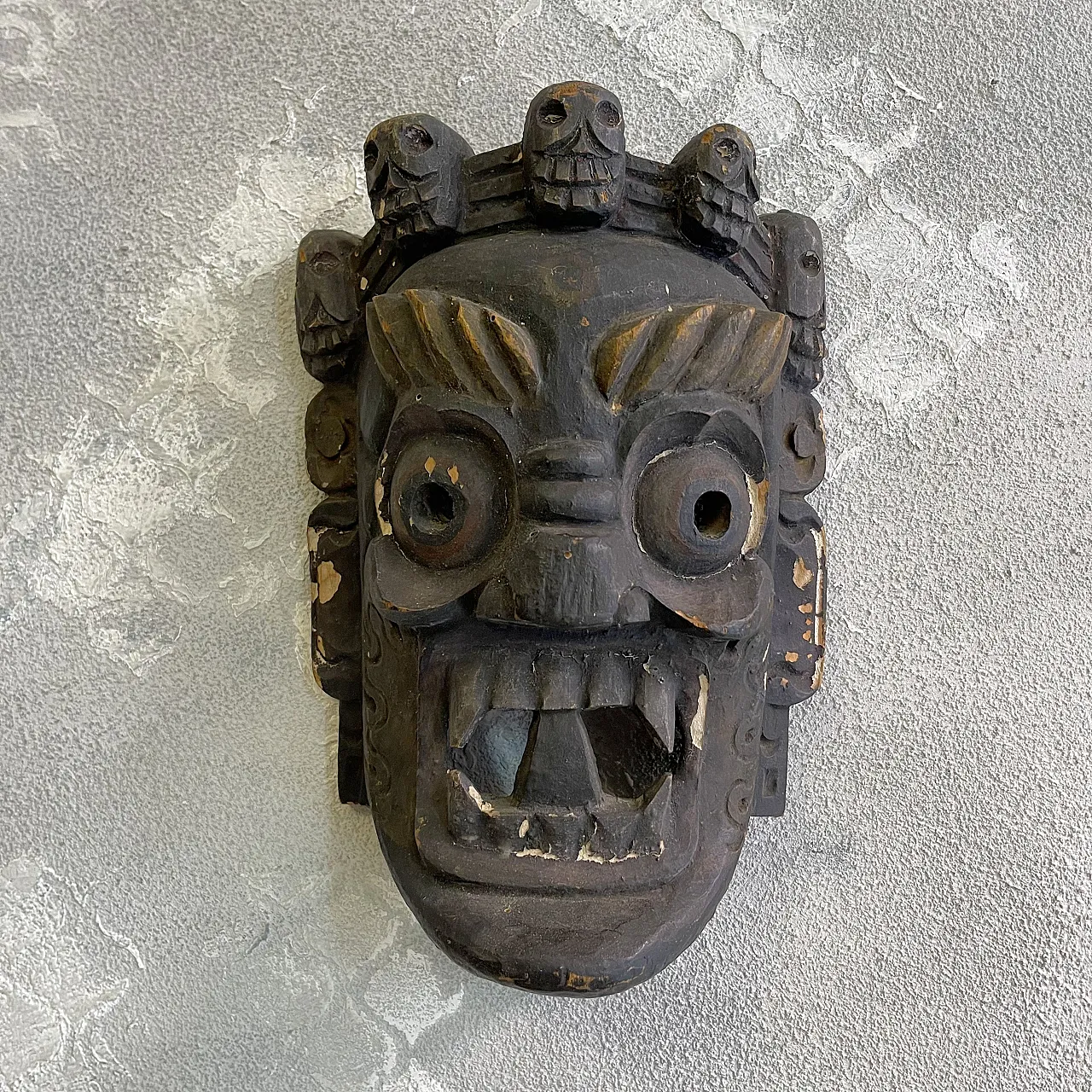 Tibetan mask, Mahakala, hand-carved deity, early 20th century 1