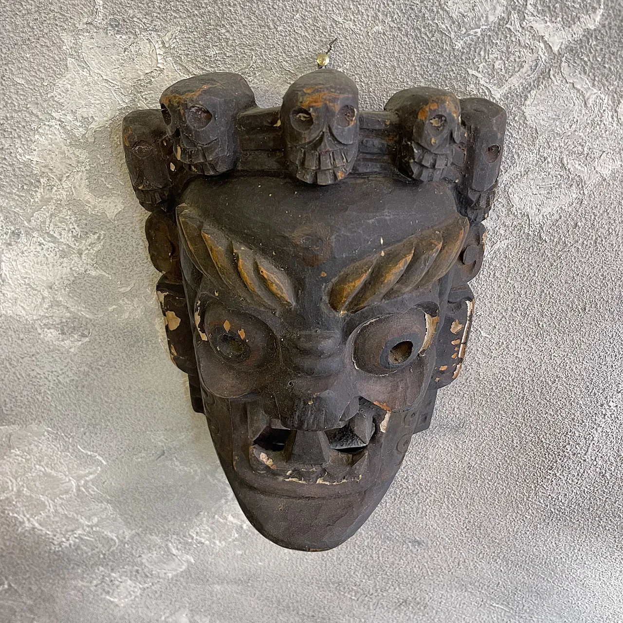 Tibetan mask, Mahakala, hand-carved deity, early 20th century 3