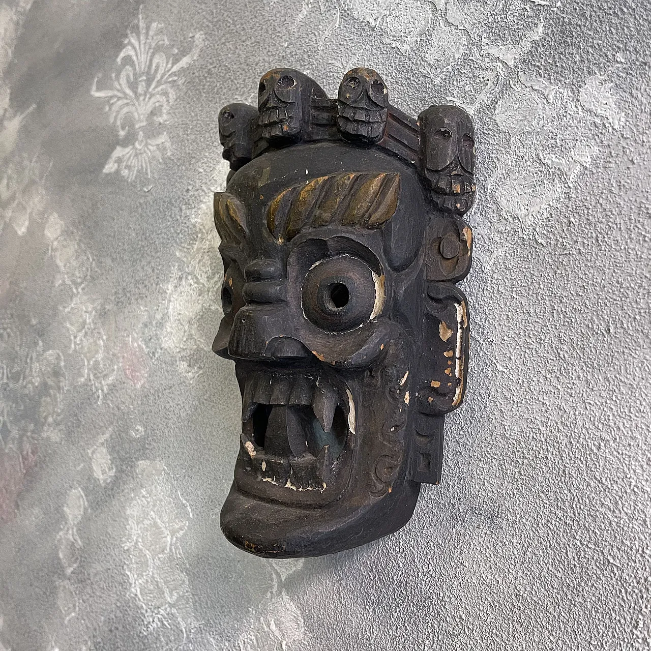 Tibetan mask, Mahakala, hand-carved deity, early 20th century 4