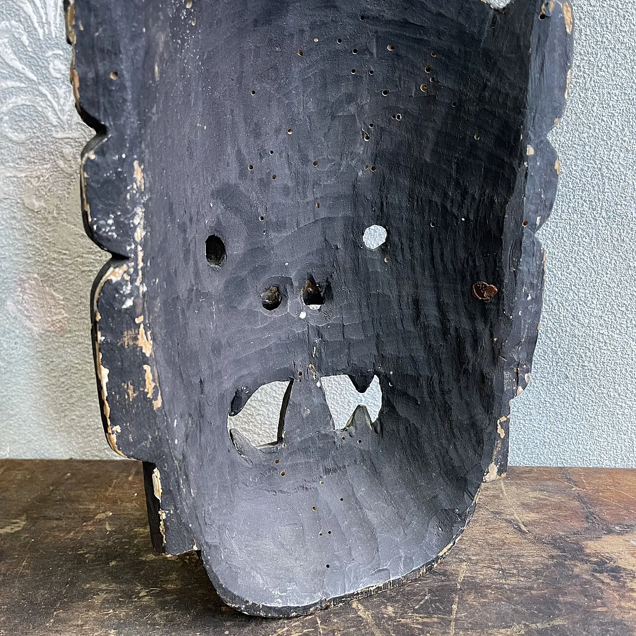 Tibetan mask, Mahakala, hand-carved deity, early 20th century 6