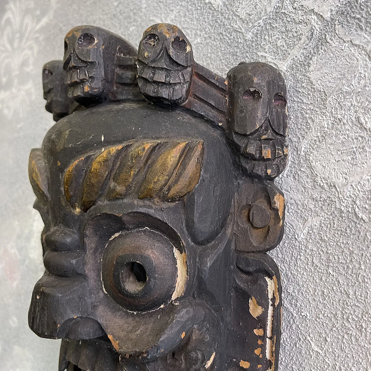 Tibetan mask, Mahakala, hand-carved deity, early 20th century 7
