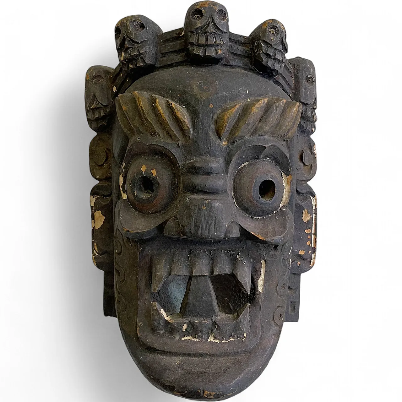 Tibetan mask, Mahakala, hand-carved deity, early 20th century 9