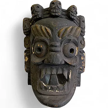 Maschera tibetana, Mahakala, divinità intagliata a mano, primo '900