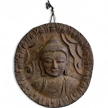 Buddha, amuleto da parete in legno intagliato, '900