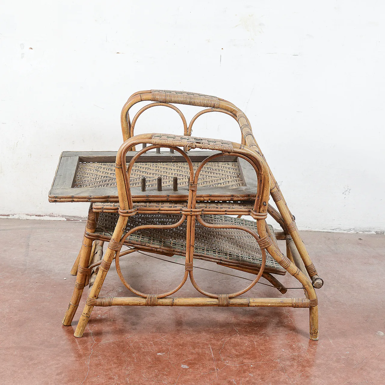 Art Nouveau wicker and bamboo lounge chair, early 20th century 1