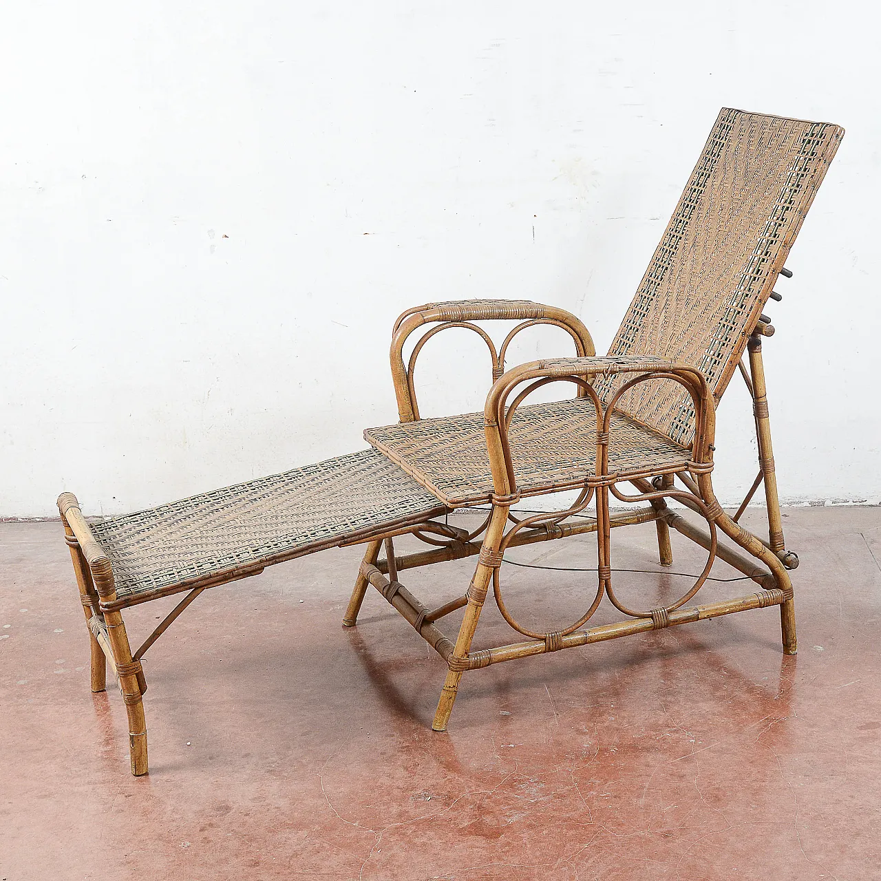 Art Nouveau wicker and bamboo lounge chair, early 20th century 3