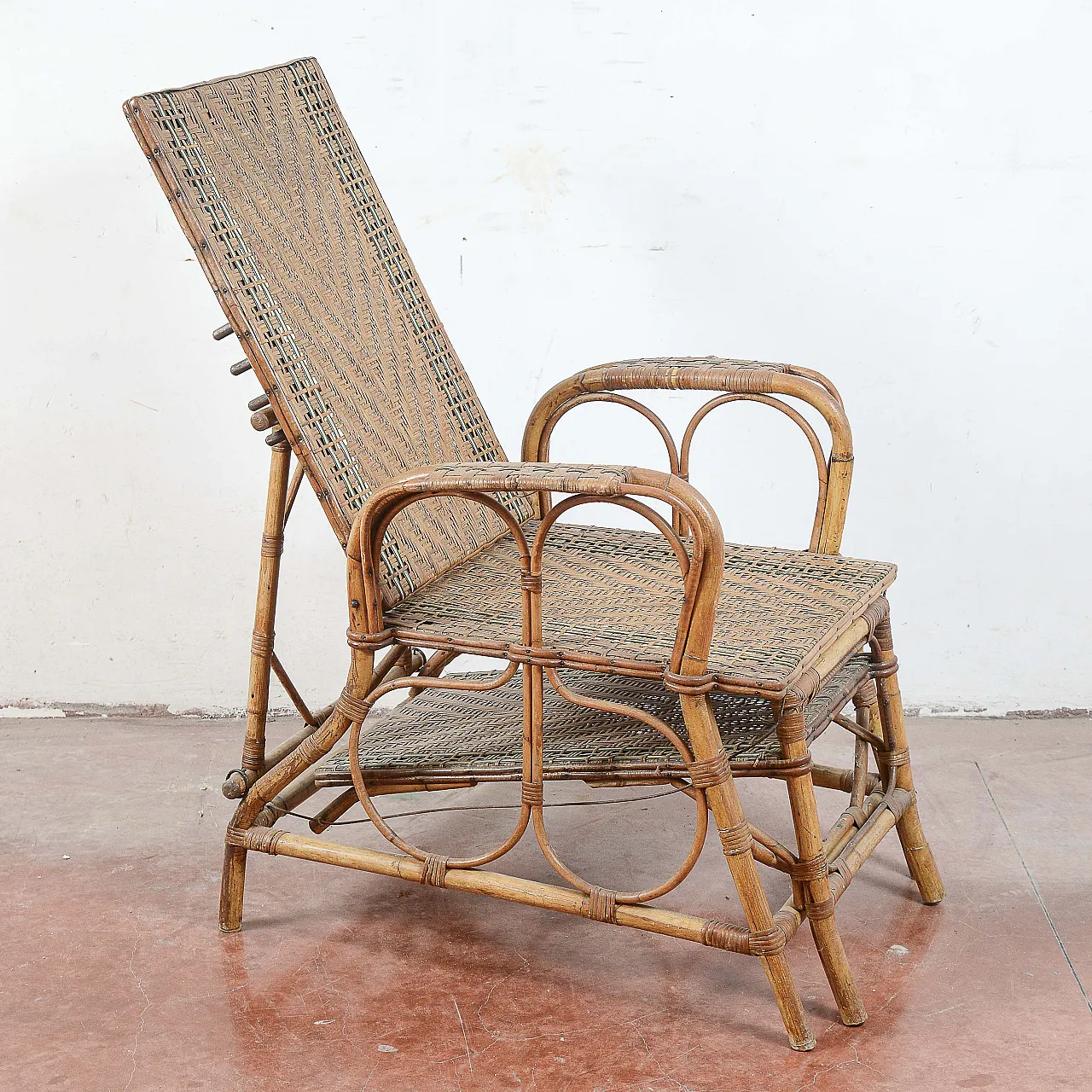 Art Nouveau wicker and bamboo lounge chair, early 20th century 6